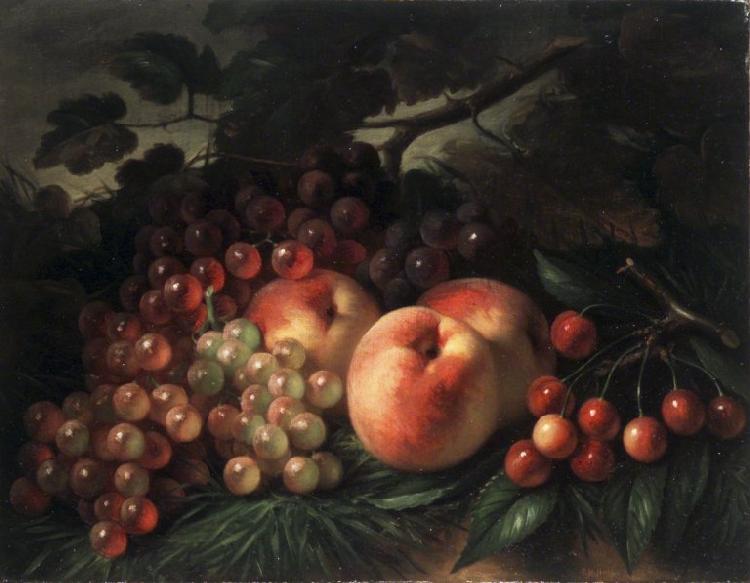 George Henry Hall Peaches Grapes and Cherries Sweden oil painting art